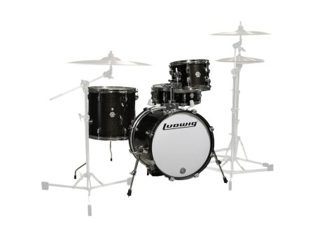 Ludwig LC179XX016 4-Piece Breakbeat Shell Pack - Black Sparkle Hot on Sale