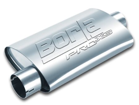 Borla Universal Center Offset Oval 2.5in Tubing 19in x 4in x 9.5in PRO-XS Notched Muffler on Sale