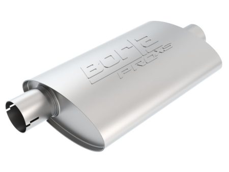 Borla Universal Center Offset Oval 2.25in Tubing 14in x 4in x 9.5in PRO-XS Notched Muffler Supply