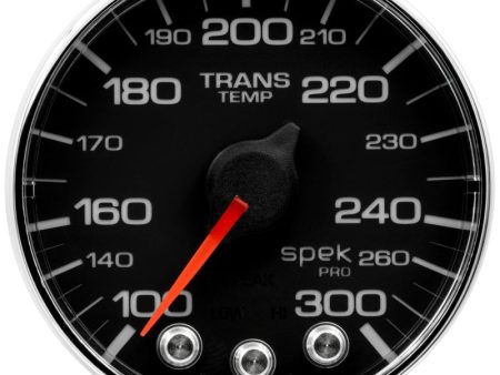 Autometer Spek-Pro Gauge Trans Temp 2 1 16in 300f Stepper Motor W Peak & Warn Blk Chrm on Sale