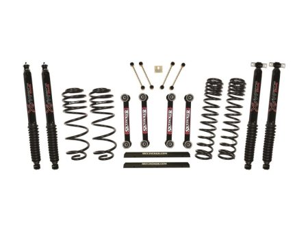 Skyjacker Jeep TJ LJ 4in Dual Rate Long Travel Front Rear Kit w  Black Max Shocks Hot on Sale